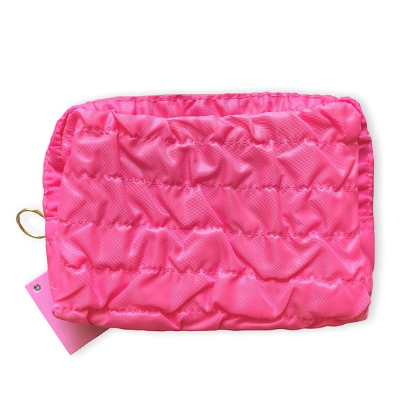 Ulta Beauty Hot Pink Puffy Quilted Ruched Cosmetic Travel Makeup Bag - Picture 1 of 4